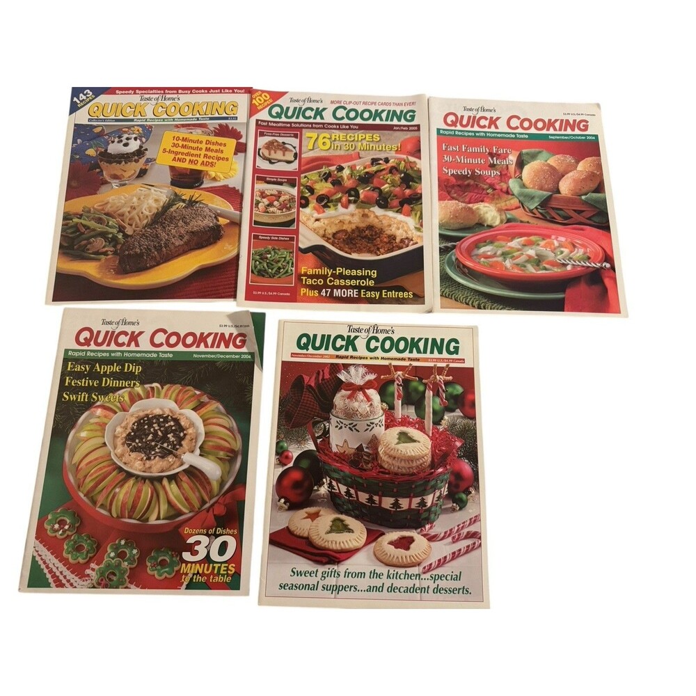 Taste Of Home's Quick Cooking  5 Issue Lot Vintage Cooking Magazines